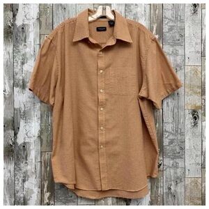 #475 Van Heusen Easy Care Short Sleeve Plaid Collared Button Down Shirt Top XL